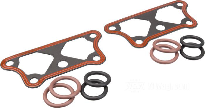 Gasket kit by James Gaskets; for Pushrod covers; fits Evo Sportster 2004-2020; with tappet guide gaskets; replaces OEM HD 11190, 11377, and 17976-04; gross weight: 35 g