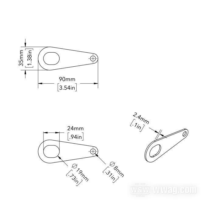Cable and hose guide by Paughco; for cables and tubes → 11/16” OD; sheet steel, chrome-plated; length: 90 mm; gross weight: 40 g