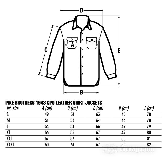 Camisa-chaqueta »1943 CPO« de Pike Brothers; cuero de vaca, marrón; tamaño: S; Portugal; peso bruto: 1.5 kg