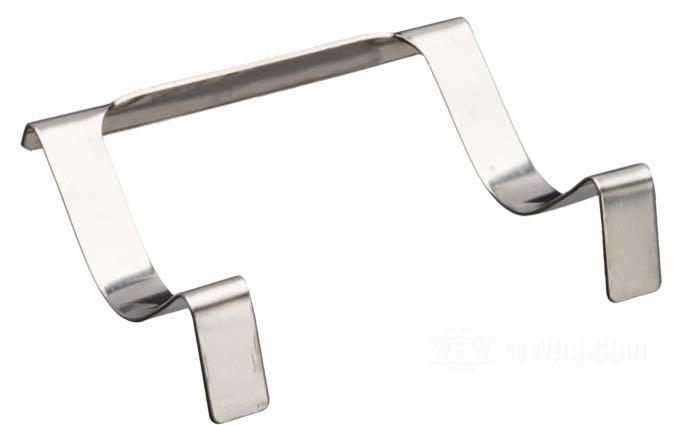 Clip; para Lente para piloto trasero; para piloto tipo Tombstone; apropiado para todos modelos Twin 1947-1954; acero para resortes; reemplaza OEM HD 68135-47; peso bruto: 5 g