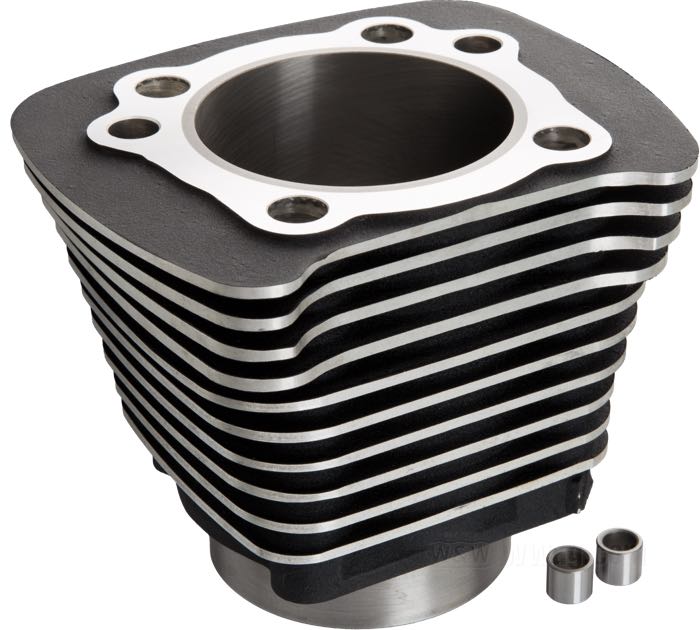 Cilindro; apropiado para Evo Sportster 1200cc 1988-2003; delantero o trasero; aluminio, negro, acabado rugoso; diámetro nominal: 3-1/2 ”; Ø int.: 88.88 mm; reemplaza OEM HD 16447-88; peso bruto: 4.01 kg