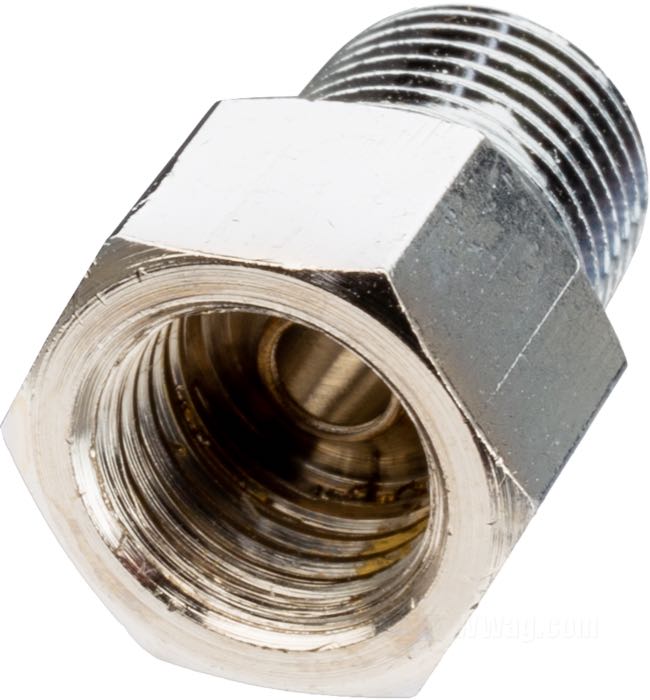 Adattatore; per Pinza freno; ottone, cromato, dritto; filetto raccordo: 1/8-27” NPT → 3/8”-24 IF; rimpiazza OEM HD 63609-72; peso lordo: 10 g