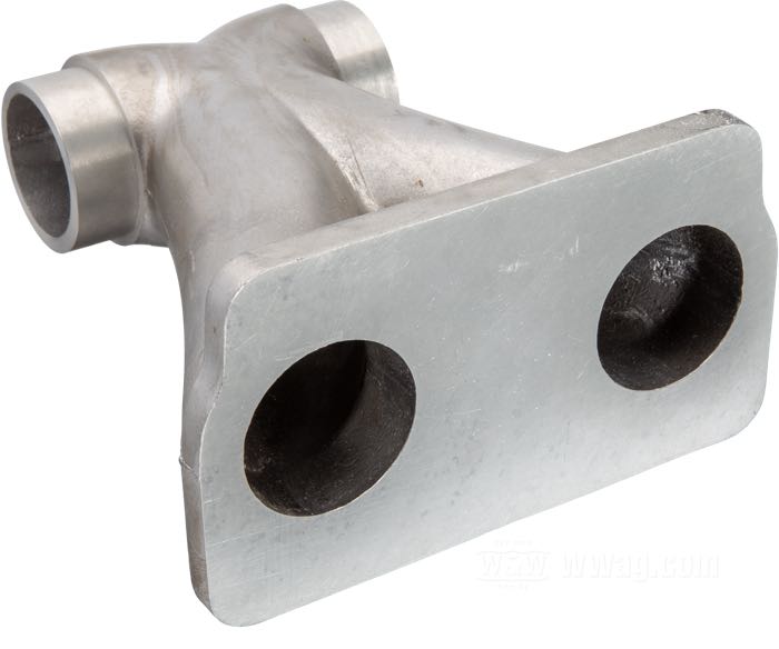 Collettore d'aspirazione di Hammer Sycle; per due carburatori Linkert o Custom; atto per Knuckleheads 1940-1947; distanza tra i fori 85.5 mm; alluminio fuso, burattato, no forato; Giappone; peso lordo: 646 g