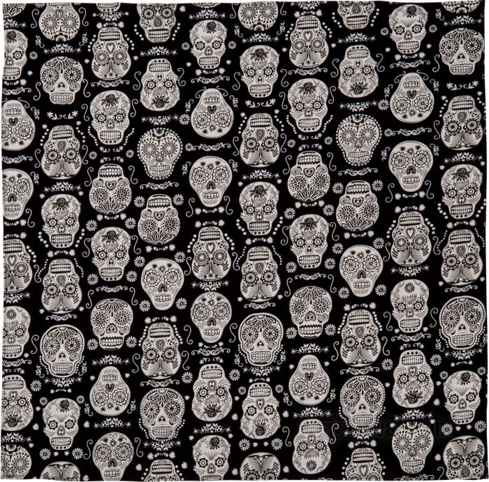 Bandana »Sugar Skull« di Rockmount; cotone, nero / bianco; lunghezza x larghezza: 54 x 54 cm; U.S.A.; peso lordo: 55 g