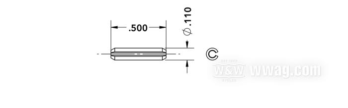 Perno elastico; per pignone distributore; acciaio per molle; lunghezza: 0.500”; Ø 0.11”; rimpiazza OEM HD 255; peso lordo: 1 g