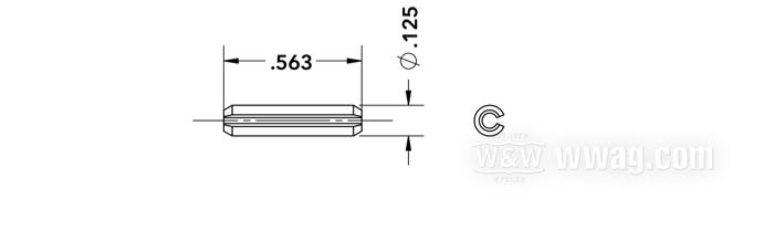 Pasador elástico; para embolo de solenoide; acero para resortes; largo: 0.563”; Ø 0.125”; reemplaza OEM HD 600; peso bruto: 10 g