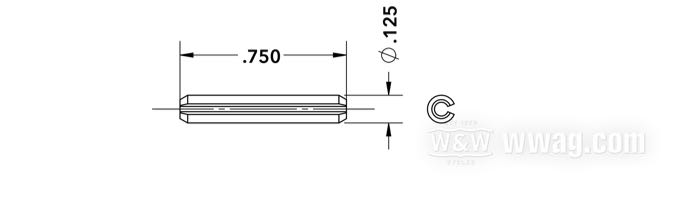 Pasador elástico; para embolo de solenoide; acero para resortes; largo: 0.750”; Ø 0.125”; reemplaza OEM HD 601; peso bruto: 10 g