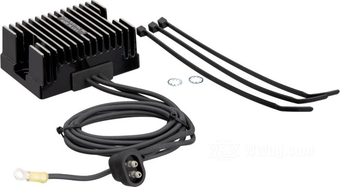 Regulator/Rectifier by Cycle Electric; fits Big Twin 1989-1999 (Touring →1996, Touring EFI →1994); Low Voltage; aluminum, black, anodised; USA; gross weight: 550 g