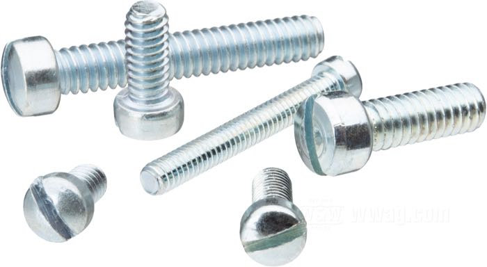 Screw; steel, zinc plated; fillister head slot; thread: #10-32; length: 1-1/2 ” (38 mm); gross weight: 5 g