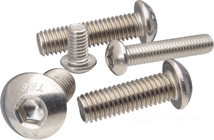 Tornillo; acero inoxidable, natural; cabeza de botón con hexagono interior; rosca: M6; largo: 10 mm; peso bruto: 10 g