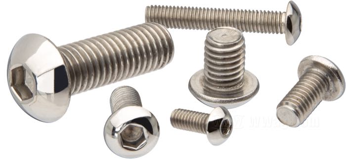 Tornillo; acero inoxidable, pulido; cabeza de botón con hexagono interior; rosca: M4; largo: 8 mm; peso bruto: 10 g