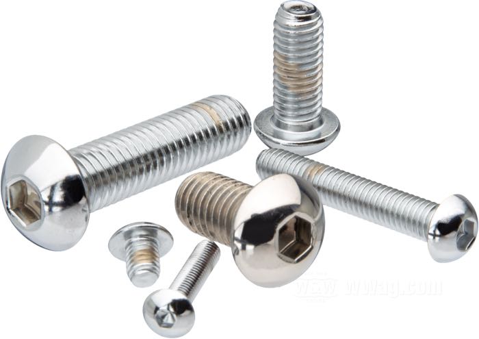 Schraube; Stahl, verchromt; Linsenkopf mit Innensechskant; Gewinde: M4; Länge: 6 mm; Bruttogewicht: 10 g