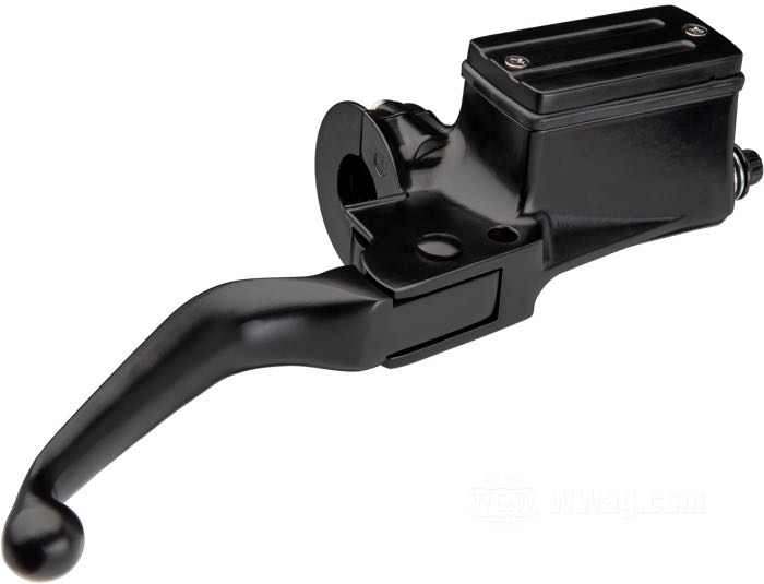 Pompa freno a mano; alluminio fuso, nero opaco; Ø pistone idraulico: 5/8” (15.8 mm); liquido di freno obbligatorio: DOT 5; rimpiazza OEM HD 45019-85; peso lordo: 849 g