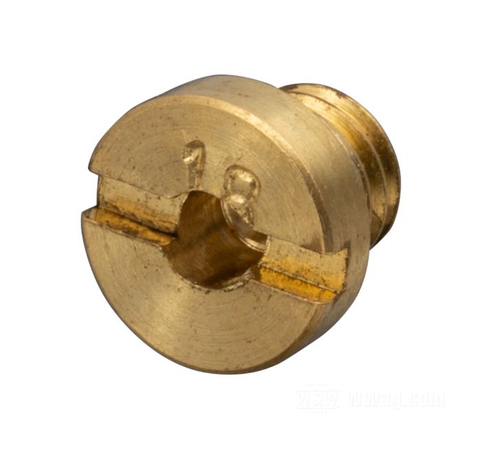 Chiclé fijo »#18« de Into The Wilderness; apropiado para E/EL 1949-1952, F/FL 1949; M36, M 61; bronce, taladro .0795”; reemplaza OEM HD 27318-50; peso bruto: 1 g