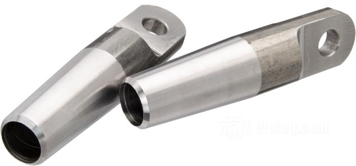 Mounting brackets by Throttle Addiction; for Sissy Bar; for rigid frames; steel, bare, for Ø 9/16” tubing/rod, with Ø 3/8