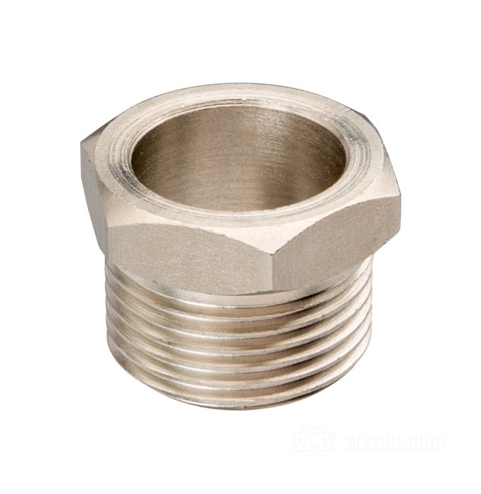 Tuerca de racordo de Competition Distributing; apropiado para modelos IOE 1912-1929; acero, niquelado; Ø int.: 15 mm; llave: 13/16 ”; rosca: 3/4”-18; reemplaza OEM HD 545-12; EE. UU.; peso bruto: 17 g