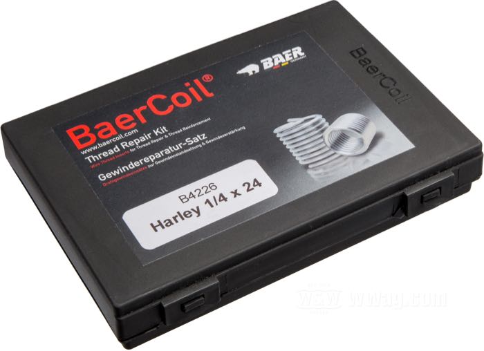 Thread repair kit »BaerCoil« by Baer; insert length: 1/4”; thread: 1/4”-24; with drill, installation tool and 10 BaerCoil spiral inserts; Germany; gross weight: 175 g