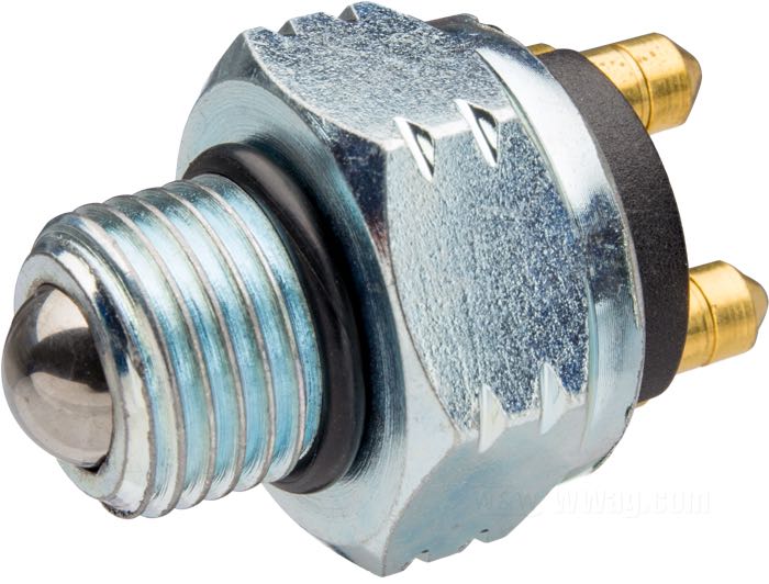 Interruptor de punto muerto; para Transmisión; apropiado para Softail 2007→, Dyna 2006-2017; acero, cincado; rosca: 9/16”-18; largo rosca: 7/16 ”; reemplaza OEM HD 33926-06B; peso bruto: 38 g