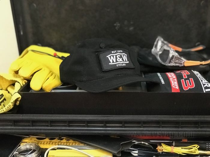 Patch by W&W Cycles; for Roadkill velcro caps; nylon / cotton, black / white; width x height: 86 x 46 mm; gross weight: 4 g