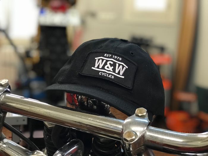 Patch by W&W Cycles; for Roadkill velcro caps; nylon / cotton, black / white; width x height: 86 x 46 mm; gross weight: 4 g