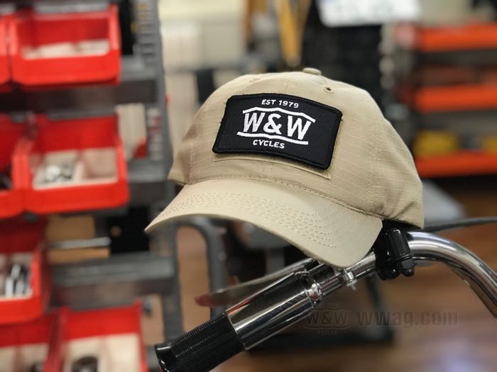 Patch by W&W Cycles; for Roadkill velcro caps; nylon / cotton, black / white; width x height: 86 x 46 mm; gross weight: 4 g
