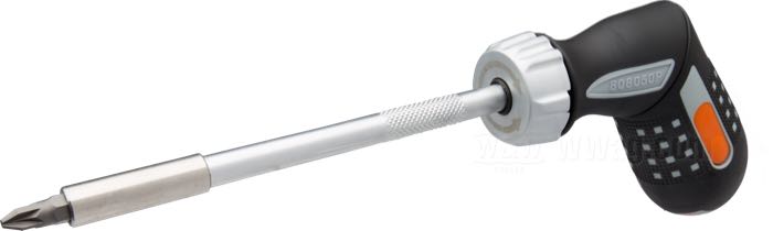 Screwdriver »pistol handle« by Bahco; stainless steel / rubber / steel; length: 252 mm; net weight: 282 g; drive: 1/4”; Taiwan; gross weight: 307 g