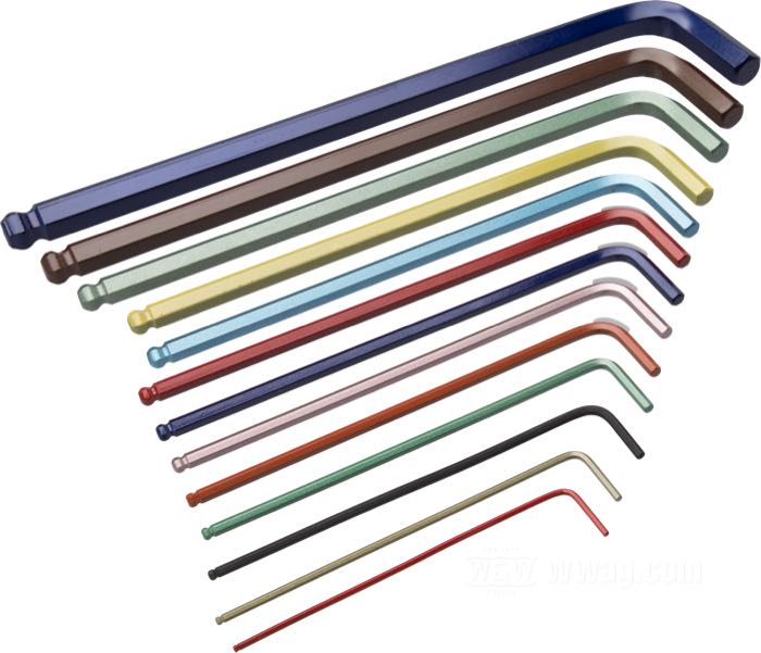 Juego de llaves hexagonales »ColorGuard« de Bondhus; 13 tamaños desde 0.050” hasta 3/8”; acero Protanium high torque, multicolor; cabeza Balldriver / forma de L; en pulgadas (SAE); peso bruto: 453 g