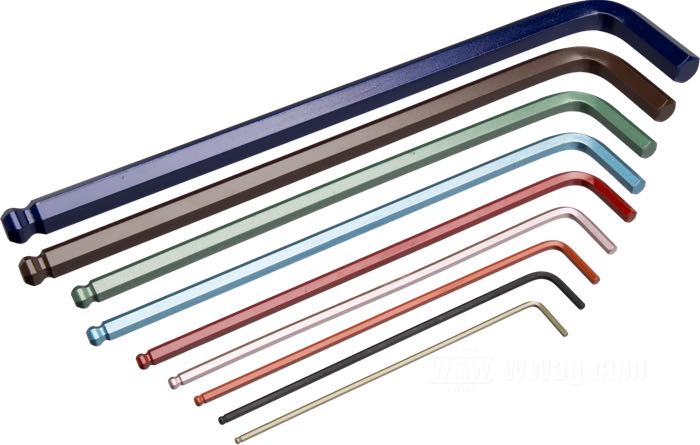 Jeu de clefs BTR »ColorGuard« de Bondhus; 9 tailles de 1,5 à 10 mm; Acier haute tension Protanium , multicolore; Tête Balldriver / forme de L; métrique; poids brut: 441 g