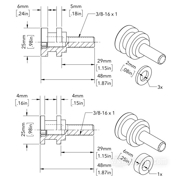Stud kit »Quicklock« by Lejonkulan; for Lejonkulan Quicklock systems; fits Softail Breakout and Fat Boy 2018→; left + right; stainless steel; thread: 3/8”-16; Sweden; gross weight: 134 g