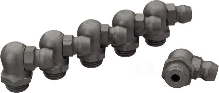 Raccord graisseur de Colony; adaptable à modèles 1939→; acier, parkerisé, 90°; filetage: 5/16”-32; remplace OEM HD 9853; USA; poids brut: 53 g