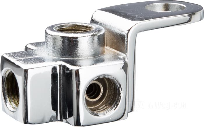 Pezzo distributore »Standard«; per Condotto di freno; atto per FX 1971- early 1972, FL 1979-1984 con sidecar, FXST 1984-early 1987, FXWG 1985-1986; acciaio / ottone, cromato; Punto installazione: posteriore; filetto raccordo: 4x3/8”-24 IF; rimpiazza OEM HD 42309-70; peso lordo: 90 g