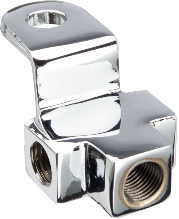 Pezzo distributore »Standard«; per Condotto di freno; atto per FL 1972-1980; acciaio / ottone, cromato; Punto installazione: anteriore; filetto raccordo: 2 x 3/8” IF + 1 x 1/8”-27 NPTF; rimpiazza OEM HD 42318-72; peso lordo: 70 g