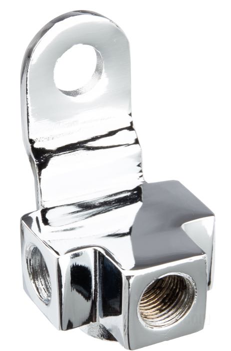 Pezzo distributore »Standard«; per Condotto di freno; atto per FL 1958-1969; con sidecar; acciaio / ottone, cromato; Punto installazione: posteriore; filetto raccordo: 3 x 3/8”-24 IF / 1 x 1/8”-27 NPTF; rimpiazza OEM HD 83566-51; peso lordo: 80 g