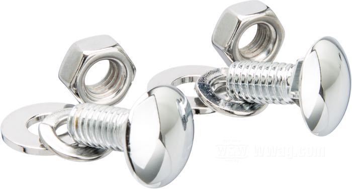 Bolt kit by Colony; for rear fender hinged end; fits all rigid frame Twins 1941-1957; steel, chrome-plated; thread: 5/16”-18; replaces OEM HD 5425; USA; gross weight: 48 g