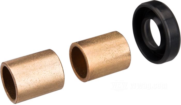 Kit de casquillos de Colony; para Eje de cambio; apropiado para modelos K y Sportster 1952-1974; bronce rojo; largo: 19 mm; Ø int. x Ø ext.: 12 x 16 mm; con anillo de retén; reemplaza OEM HD 34037-52 y 34035-52; EE. UU.; peso bruto: 31 g