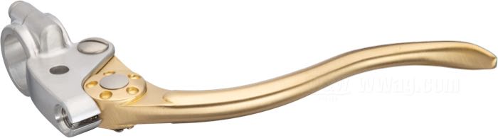 Hand clutch control »Deluxe« by Kustom Tech; brass / aluminum, satin finish; for Bowden cable; thread: M10 x 1.0; for handlebar Ø: 1 ”; Italy; gross weight: 352 g
