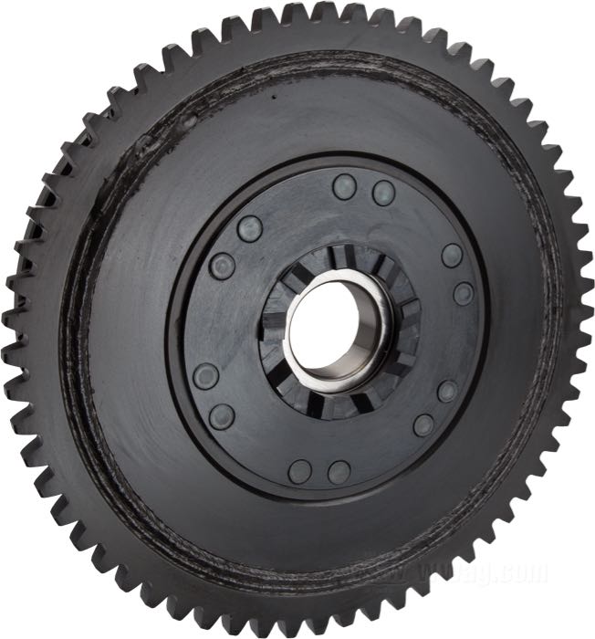 Clutch shell; fits Sportster 1971-1980, electric and kick start; steel; with 62 T starter gear; replaces OEM HD 37716-71A; gross weight: 3.77 kg