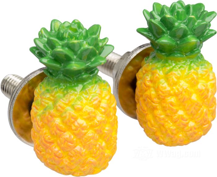 Tornillos »Pineapple« de Mooneyes; para matrícula; plástico / acero; A x A x F: 18 x 18 x 31 mm; rosca: M6; con Tuercas y pernos M6; peso bruto: 40 g