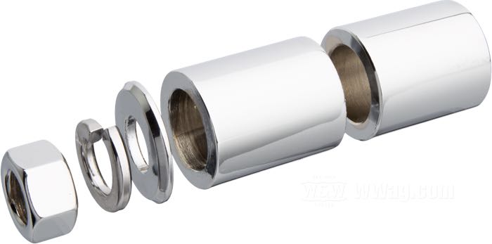 Entretoises »Smooth« de Colony; pour Axe de roue; adaptable à FXST 1997-1999; acier, chromé; Ø de l'axe: 3/4 ”; filetage: 1/2”-20; position: avant; remplace OEM HD 40910-84B, 43683-97, 6590HW, 7068 et 7845; USA; poids brut: 221 g