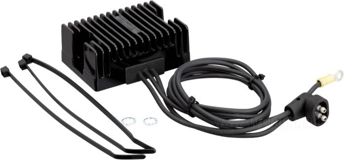 Regulador/Rectificador de Cycle Electric; apropiado para Big Twin 1989-1999 (Touring →1996, Touring EFI →1994); aluminio, negro, anodizado; reemplaza OEM HD 74519-88; EE. UU.; peso bruto: 570 g