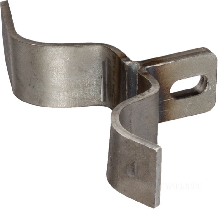 Halterung von VG Classic Frames & Parts; für Benzintank; passend für Knucklehead/Big Twin Flathead 1936-1947; vorne; Stahlblech, blank; Bruttogewicht: 129 g