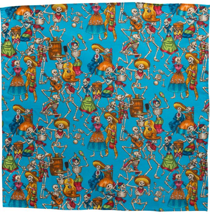 Bandana »Day of the Dead« di Rockmount; cotone, turchese; lunghezza x larghezza: 54 x 54 cm; U.S.A.; peso lordo: 47 g