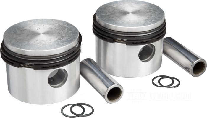 Pistons de Graf; pour stroker vilebrequins; adaptable à 750cc/45cui Flatheads; alu coulé; Ø 70.90 cm; taille: +0.050 ”; course: 4-1/2 ”; alésage nominal: 2-3/4 ”; avec segments, axes et clips; Allemagne; poids brut: 794 g