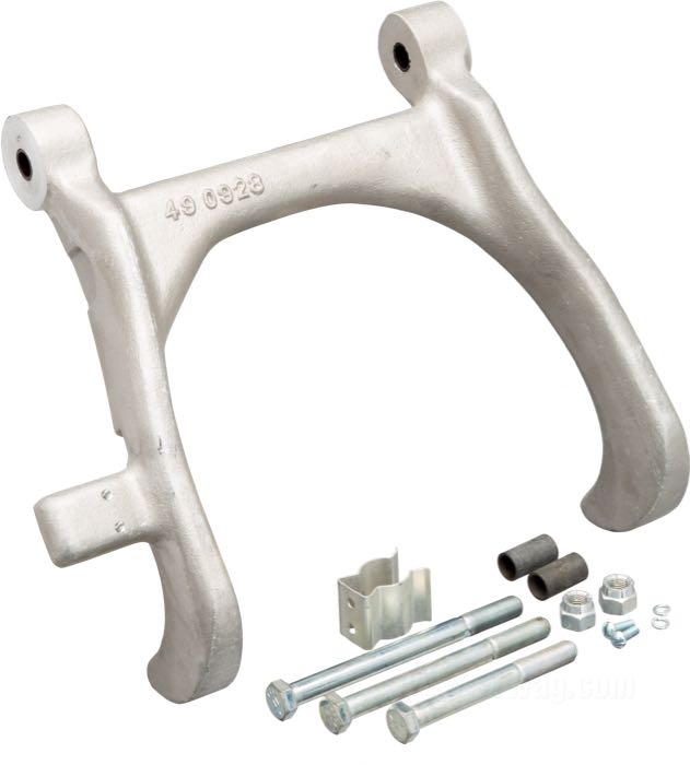 Cavalletto centrale; atto per Big Twin 1958-1981; alluminio, naturale; larghezza x altezza: 23.5 x 24 cm; con supporto clip; rimpiazza OEM HD 49400-59A; peso lordo: 1.65 kg
