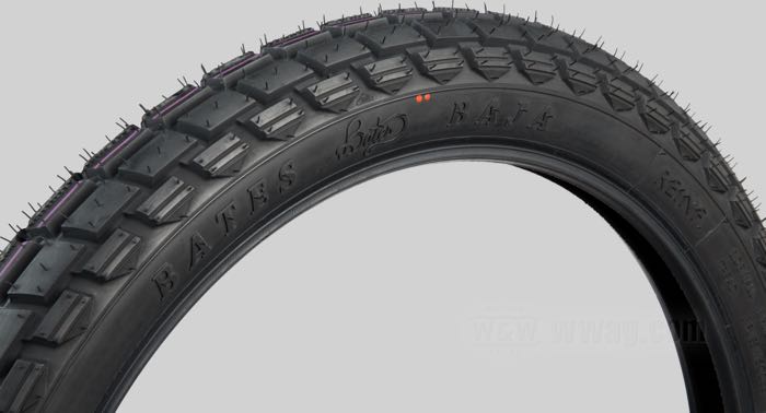Tire »Baja 100« by Bates; rubber / steel; position: front or rear; 3.00-21 57T; tubeless; permitted rims min-max: 1.60 - 2.15; ECE R75 approved, DOT approved; Germany; gross weight: 4.23 kg