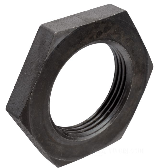 Écrou; pour Queue de vilebrequin côté primaire; adaptable à Big Twin 1972-1985; acier, parkerisé; clé: 1-5/8 ”; filetage: 1-1/8”-18; remplace OEM HD 24017-80; poids brut: 50 g