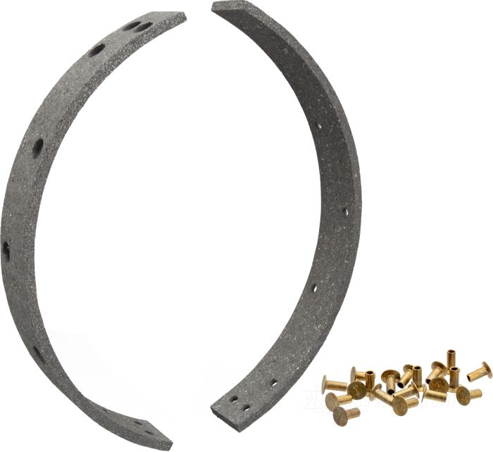 Beläge von The Cyclery; für Bremsbacken; passend für Big Twin vorne 1949-1972, Servi-Car vorne 1958-1973; K-Modell und Sportster vorne 1952-1963 und 1952-1978 hinten; Reibmaterial, 9-Loch; Breite: 25 mm; 4.5 mm stark; mit Nieten; ersetzt OEM HD 44432-54; Deutschland; Bruttogewicht: 141 g