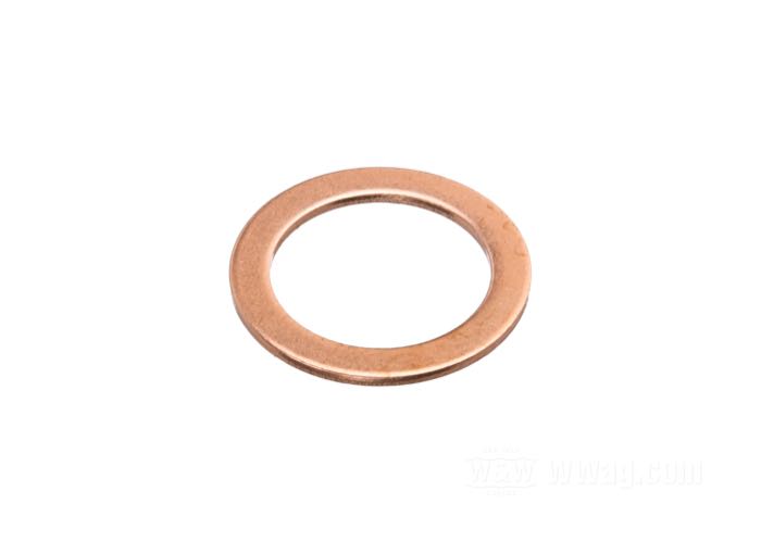 Dichtscheibe; für Gabeldämpferschraube ; Kupfer; ID x AD: 14.2 x 19.5 mm, 2.6 mm stark; ersetzt OEM HD 46615-06; Bruttogewicht: 1 g