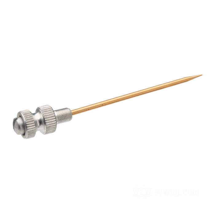 Aguja de intermediaria »Tipo 2« de Colony; para carburadores Linkert serie M de 1” 1948-1965; acero / latón, CAD (método ZnNi); rosca: 1/4”-40; reemplaza OEM HD 27340-33; EE. UU.; peso bruto: 40 g