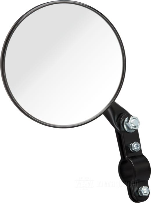 Rückspiegel »Military Indian«; Stahl, schwarz, lackiert; Ø 5”; für Lenker-Ø: 1 ” / 22 mm; Montageposition: links und rechts; Länge Spiegelarm: 4 ”; Bruttogewicht: 475 g